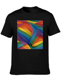 Rainbow Fabric Pattern Black T-Shirt