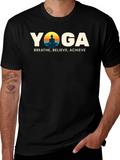Yoga Graphic T-Shirt - Breathe Believe Achieve Tee