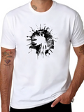 Abstract Warrior Graphic Print Black T-Shirt