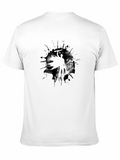 Abstract Warrior Graphic Print Black T-Shirt