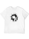 Abstract Warrior Graphic Print Black T-Shirt