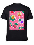Cute Fruit Pattern Black T-Shirt