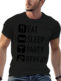 Eat Sleep Party Repeat Black T-Shirt