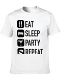 Eat Sleep Party Repeat Black T-Shirt
