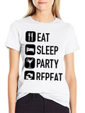 Eat Sleep Party Repeat Black T-Shirt