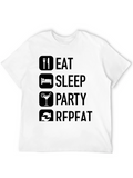 Eat Sleep Party Repeat Black T-Shirt