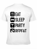 Eat Sleep Party Repeat Black T-Shirt