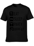 Eat Sleep Party Repeat Black T-Shirt