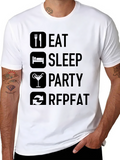 Eat Sleep Party Repeat Black T-Shirt