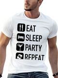 Eat Sleep Party Repeat Black T-Shirt