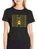 Guitar Patterned Graphic T-Shirt
