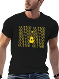 Guitar Patterned Graphic T-Shirt
