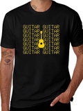 Guitar Patterned Graphic T-Shirt