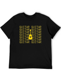Guitar Patterned Graphic T-Shirt