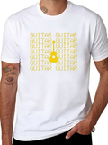 Guitar Patterned Graphic T-Shirt