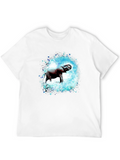 Elephant Splash Graphic Tee - Black Cotton