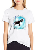 Elephant Splash Graphic Tee - Black Cotton
