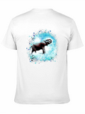 Elephant Splash Graphic Tee - Black Cotton