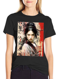 Asian Art Woman Graphic Black Tee
