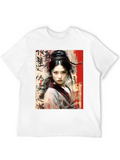 Asian Art Woman Graphic Black Tee