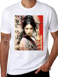 Asian Art Woman Graphic Black Tee