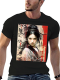 Asian Art Woman Graphic Black Tee