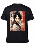 Asian Art Woman Graphic Black Tee