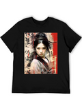 Asian Art Woman Graphic Black Tee
