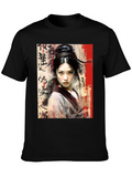 Asian Art Woman Graphic Black Tee