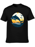 Dolphin Sunset Graphic Tee - Black Cotton Blend