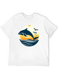 Dolphin Sunset Graphic Tee - Black Cotton Blend
