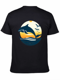 Dolphin Sunset Graphic Tee - Black Cotton Blend