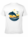 Dolphin Sunset Graphic Tee - Black Cotton Blend