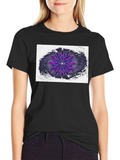 Abstract Purple Flower Graphic T-Shirt