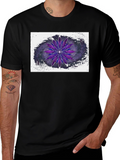 Abstract Purple Flower Graphic T-Shirt
