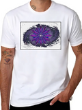 Abstract Purple Flower Graphic T-Shirt