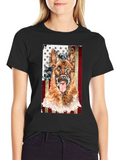 German Shepherd Dog Patriotic USA Flag T-Shirt