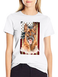 German Shepherd Dog Patriotic USA Flag T-Shirt