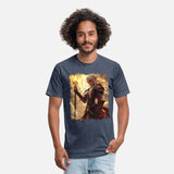 Fiery Elf Mage with Glowing Magical Staff Design