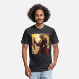 Fiery Elf Mage with Glowing Magical Staff Design