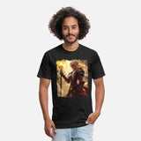 Fiery Elf Mage with Glowing Magical Staff Design