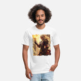 Fiery Elf Mage with Glowing Magical Staff Design