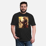 Fiery Elf Mage with Glowing Magical Staff Design