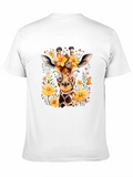 Floral Giraffe Print Black T-Shirt