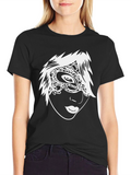 Stylish Black T-Shirt with White Mask Design