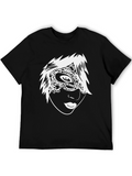 Stylish Black T-Shirt with White Mask Design