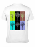 Geometric Tree Design Black T-Shirt