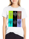 Geometric Tree Design Black T-Shirt