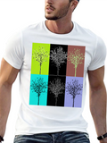 Geometric Tree Design Black T-Shirt