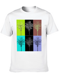Geometric Tree Design Black T-Shirt